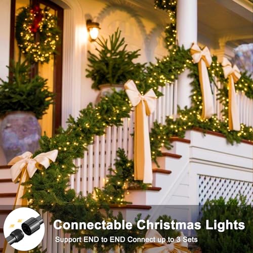 echosari Connectable 400 LED Christmas Lights, Extra Long 66Ft Outdoor String Lights Plug in with Remote Timer for Patio Garden Tree Decor (Warm White) - color: Clear White Warm White