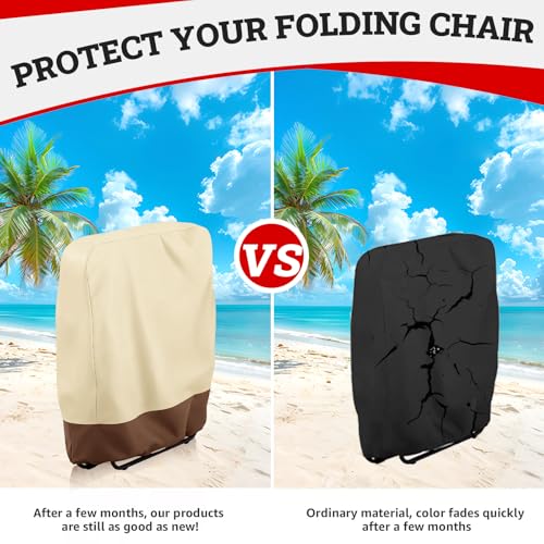 Zero Gravity Folding Chair Cover 420D Outdoor Folding Recliner Chair Covers Waterproof Patio Lawn Furniture Protector 32" x 37" Beige - color: 1 Pack