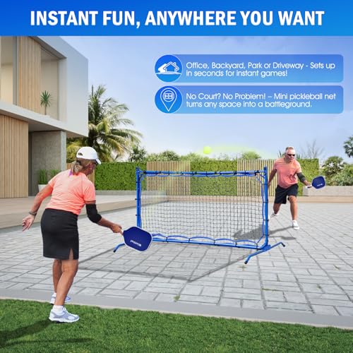 Pickleball Rebounder Net with Kitchen Lines System for Solo Training Equipment, 7.9FT or 6FT 2in1 Mini Pickleball Practice Net Portable Trainer for Driveway Backyard Garage, Easy Setup & Storage - size: 6FT Pickleball Net