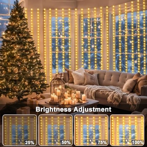 ZAIYW Curtain Lights 600 LED 20Ftx10Ft, Dual Color Changing Curtain Fairy Light Connectable with Timer Remote Waterproof for Bedroom Wedding Party Garden Outdoor Decor (Warm White & Multicolor) - color: Warm White & Multicolor, size: 20Ft x 10Ft