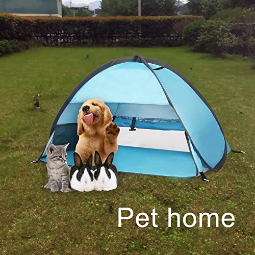 Pop Up Dog Beach Tent,Mini Head Tent,can be Fixed Small Dog Beach Sun Shelters Tent,shelter for cat,Waterproof and Breathable Mobile Phone Stand with Nails - color: Sky Blue-Breathable-27.5in