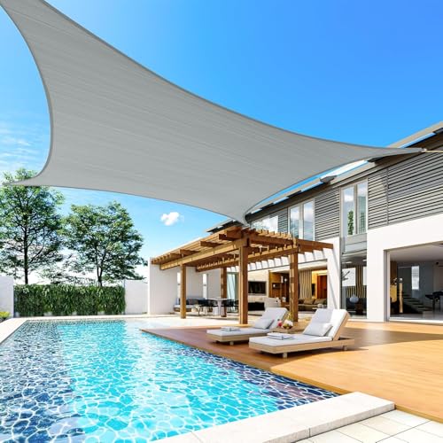 Quictent 20x16ft Rectangular Sun Shade Sail 185G HDPE Canopy 98% UV Block Outdoor Patio Garden Commercial Deck with Hardware Kit (Gray) - color: Gray, size: 20 x 16 ft, style: Rectangle