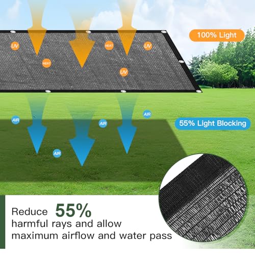 [WindscreenSupplyCo] 55% 6.5 x 10 FT Shade Cloth Sun Shade Net with Grommets Sunblock Mesh Tarp for Garden Plants Cover Greenhouse and Patio - color: 55%, size: 6.5 FT. X 10 FT.