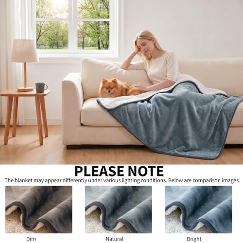 Sunheir Waterproof Blanket for Bed, Reversible Sherpa Fleece Dog Pet Blanket, Leakproof Spill-Proof Puppy Blankets for Small Dogs, Couch, Furniture Protector, Travel, Camping, 25"X35", Grey - color: Grey, size: S(25x35")
