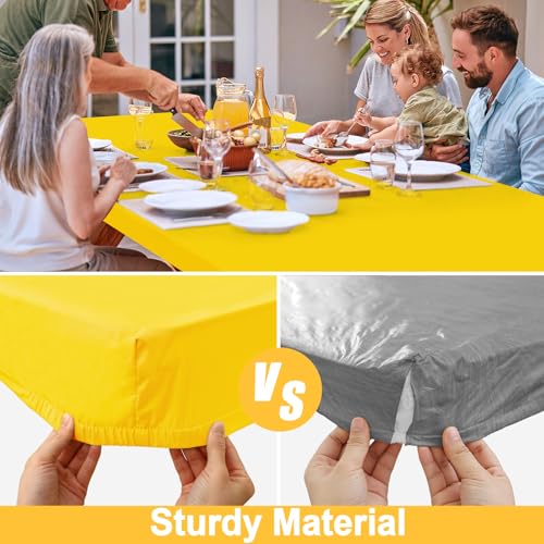 Rectangle Table Cloth, Waterproof Elastic Fitted Tablecloth for 4 Foot Folding Tables, Washable Polyester Tablecloths for Picnic, Camping, Outdoor (Yellow, 30"x48") - color: Yellow, size: 48" x 30" (Rectangular)