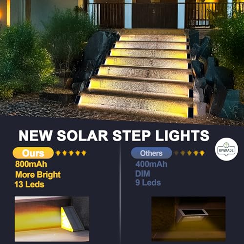 LED Solar Step Lights Waterproof Outdoor Stair Lights, Solar Deck Lights Outdoor Decor IP67 Solar Decoration Lights for Yard, Patio, Garden, Walkways, Front Door, Pathway, Driveway, Porch 6 Pack - color: Warm White, size: 6 Pack