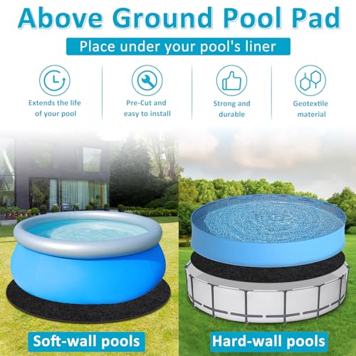 Pool Pads for Above Ground Pool, 10FT Round Under Pool Mat Made of Durable and Prevents Puncture Geotextile Material to Protection and Extend The Life of Inflatable Swimming Pool or Hot Tub Liner - size: 10FT