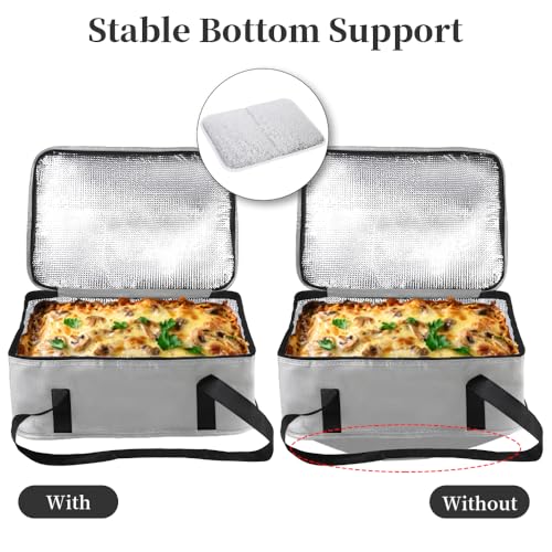 Bodaon Insulated Casserole Carrier Bag, Fits 9"x13" and 11"x15" Baking Dish with Lid, Casserole Carriers for Hot or Cold Food for Transport (Grey) - color: Grey