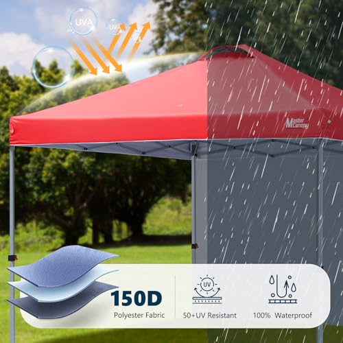 MASTERCANOPY Durable Pop-up Canopy Tent with 1 Sidewall (10'x10', Red) - color: Red, size: 10x10