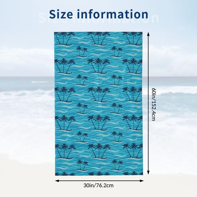 JOOCAR Blue Coconut Tree Beach Towel Sea Wave Microfiber Beach Towels Tropical Bath Towels Big Extra Large XL Pool Towels Oversized Quick Dry Sandproof for Women Men Kids Summer Decor 30x 60 Inch - color: B8