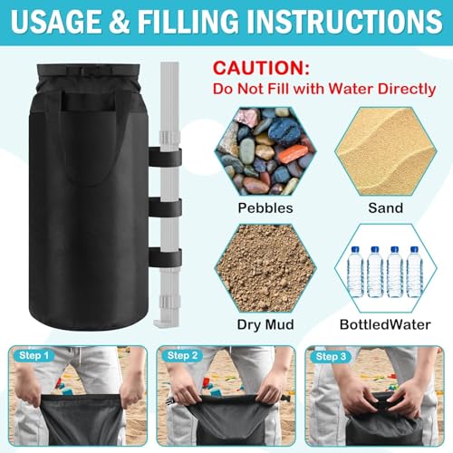 Esmorah 160 LBS Canopy Sandbags Weight Bags with Handle(4-Pack), 1680D Heavy Duty Black Tent Sand Bags, Outdoor Sandbag for Gazebo Wide Legs, Patio Umbrellas, Pop Up Sun Shelter (Without Sand) - size: 40LB (4-Pack) with Handle – Upgraded