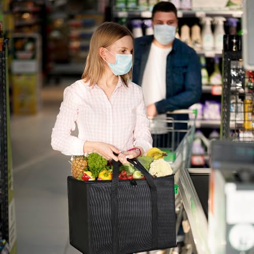 Bodaon 2-Pack Insulated Food Delivery Bag With Hard Bottom, XL Cooler Bags, Rideshare Delivery Bag, grocery bags Cold/Hot Styrofoam Carrier for Travel/Shopping/Catering/Car
