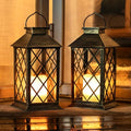 Homemory Solar Lanterns Outdoor Waterproof Hanging with Flickering Flameless Candles, 2 Pack Garden Outdoor Lantern Decorative for Patio Front Porch Backyard Balcony Cabin Outside (Bronze) - style: Bronze