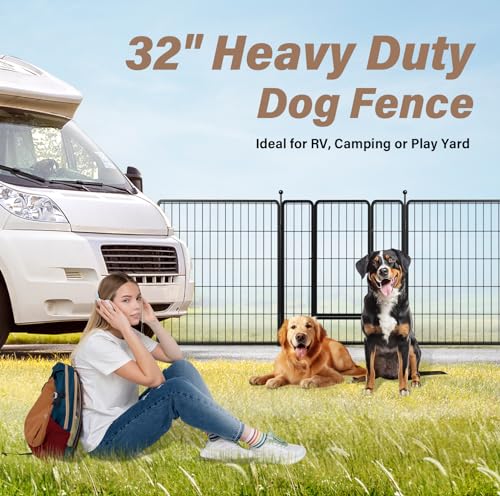 Simple Deluxe Dog Playpen Outdoor, Portable Dog Playpen for Travel, Camping, 32" Height 16 Panels Heavy Duty Dog Pen for Small/Medium Dogs, Black - color: Black, size: 16 Panels 32 inch, style: Metal