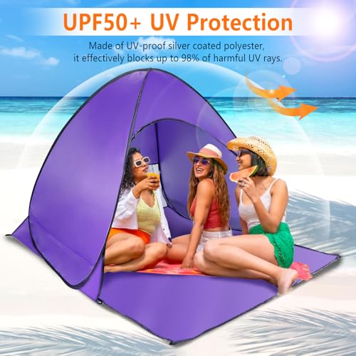 Pop Up Beach Tent, Anti UV Automatic Sun Shelter Umbrella, Portable Sun Shade Shelter for 2-3 People, Outdoor Instant Pop Up Beach Shade Tent with Carrying Bag