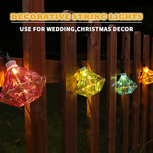 Vigdur Lantern String Lights - Multicolor Decorative String Lights Plug in with 10 Diamond Shaped Bulbs, Indoor String Light for Xmas Party Wedding Bedroom Patio Decor - color: Diamond