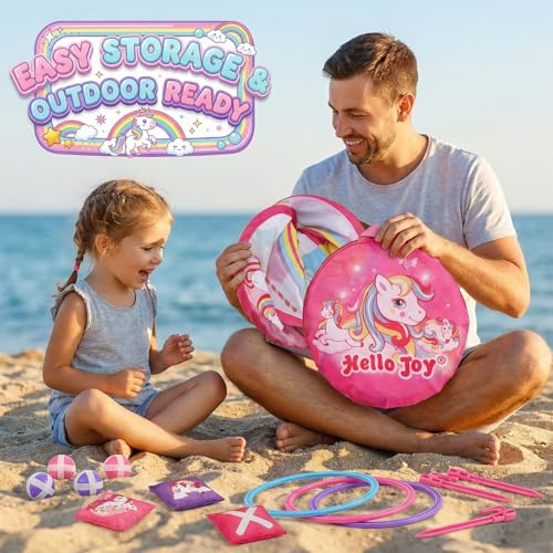 Bean Bag Toss Game for Kids - Cornhole Board Outdoor Toys for Toddlers -Party Activities Carnival Outside Yard Backyard Beach Lawn Games Toy for Kid Boys Girls Age 3 4 5 6 7 8 Year Old Birthday Gifts - style: Unicorn