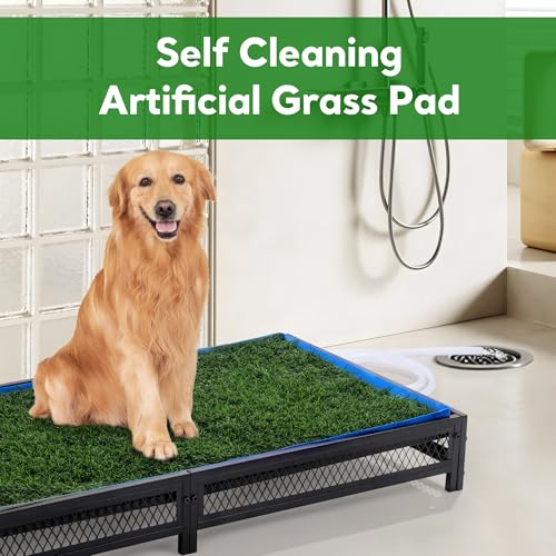 HOMBYS Grass Potty for Dogs with Drain, Artificial Grass Pet Litter Box Tray for Medium & Larhe Dog, Puppy Porch Toilet for Patio, Indoor & Outdoor Use(47" L x 23" W x 6" H)