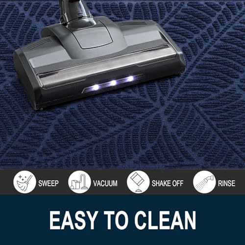 Colorxy Waterproof Doormat, Sturdy Natural Rubber Front Indoor Mat, Non Slip Low Profile Indoor Outdoor Door Mats, Stain and Fade Resistant Floor Mat, Easy Clean Patio Entrance Mat, 71x47, Navy - color: Navy, size: 71" X 47"