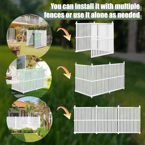 Air Conditioner Fence 3 Panels, 36" W x 45" H Outdoor Trash Can Fence, Easy Assembly Decorative Privacy Screen for AC Units & Pool Equipment - size: 36"W X 45"H-3 Panels Vertical