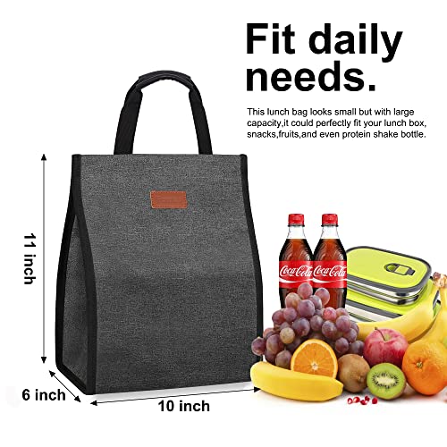 Lunch Bags for Women Insulated Reusable Lunch Tote with Internal Pocket, Lunch Tote bag for Work (Charcoal Grey - color: Charcoal Grey, size: 1 pack