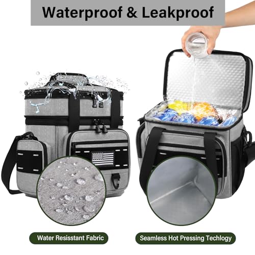 TENKIST Expandable Tactical Lunch Box, Large Insulated Lunch Cooler Bag Heavy Duty Leakproof Lunch Pail for Men Adults Work Office Outdoor Picnic Trips,16L,Grey - color: E-Grey, size: 16L
