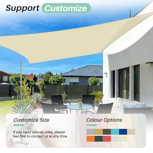 SunnyRoyal Sun Shade Sail 8'x12' Rectangle UV Block Sunshade Canopy Awning Shade Cloth for Outdoor Patio Garden Swimming Pool (Beige)