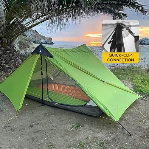 LANSHAN Ultralight Tent 3-Season Backpacking Tent for 1-Person or 2-Person Camping, Trekking, Kayaking, Climbing, Hiking - color: 2-person, green