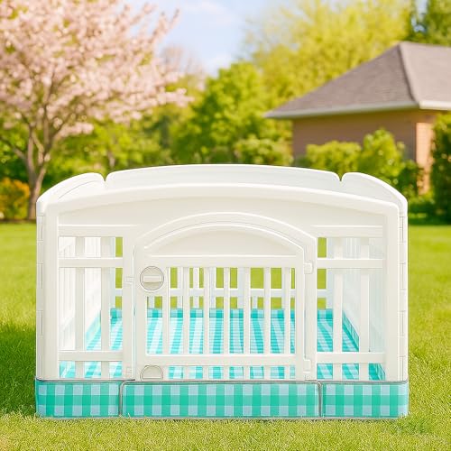 Dog Playpen Bottom Pad Fits for 36 Inch 4 Panels Exercise Pet Playpen, Dog Crate Pad Puppy, Hoop and Loop Design (Note: Playpen Not Included). (GreenCheck) - color: GreenCheck