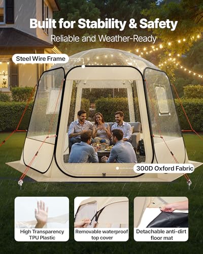 VEVOR Pop up Sports Tent, 8 Sizes Optional Clear Bubble Tent for 1-6 Person, Waterproof Outdoor Pod with Floor Mat & Top Cover, Garden Igloo Dome Tents Camping Shelter for Sports Watching - color: Clear, size: 10'l X 9.2'w X 7.2'h
