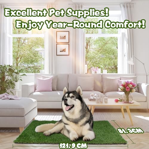 XLX TURF Artificial Grass Mat 48" x 32", Durable Dogs Fake Grass for Pets Potty Training, Artificial Turf Grass Rug for Patio Outdoor Indoor Decor - size: 2'8" x 4' (Rectangular)