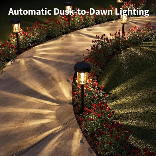 XMCOSY+ Solar Pathway Lights Outdoor, 6 Pack Solar Powered Garden Lights, 20 LM LED Glass Landscape Lights, Waterproof Lighting for Garden Yard Landscape Driveway Walkway - color: ‎Brown & Black, size: 6 Packs