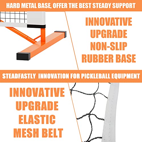 PICKLETECH 4.0 Slim Version Portable Pickleball Nets Outdoor Game 22 FT Pickleball Net-USAPA Regulation Size-Pickle Ball Net System with Carrying Bag for Driveway - color: Orange, size: 22ft-4.0slim