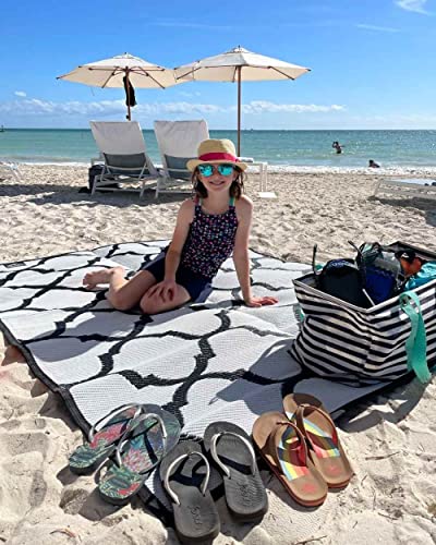 Mountain Mat 5x7 Black Lattice RV Mat – Extra Thick 5mm Recycled Poly Rug – Heavy-Duty, Waterproof, Reversible – Stylish Luxury Outdoor Rug for Camping, Beach (Black Lattice NO Carry Bag, 5'x7') - color: Black Lattice, style: 5' x 7'