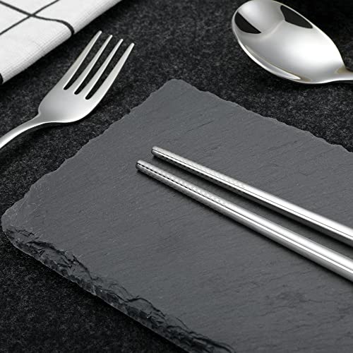 Travel cutlery set, 18/8 stainless steel cutlery, Reusable utensils set with case, Portable Silverware Lunch Box for Camping and Office (Green/knife set) - color: Dark Green