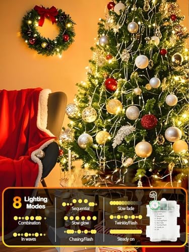 4 Pack 50 LED Fairy Lights Battery Operated with Remote, 16FT Waterproof Twinkle Lights with Timer & 8 Modes, Fairy String Light Outdoor Indoor for Bedroom Classroom DIY Christmas Decor (Warm White) - color: Warm White, size: 4 Pack 50LED