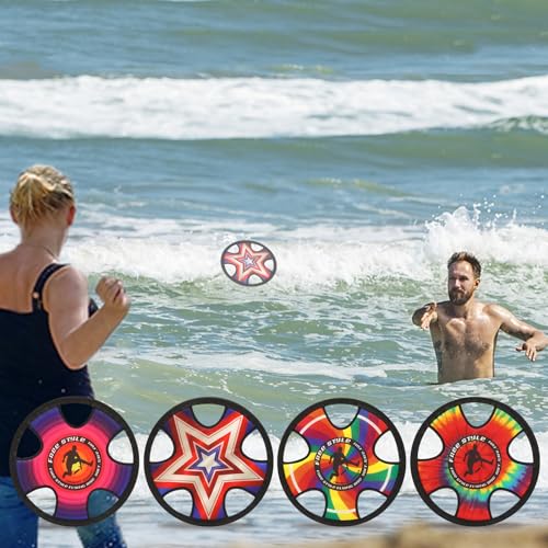 TurnWay Outdoor Two Soft Frisbee Throwing Disc, Flying Disc, Flying Saucer for Man and Woman in Yard, Beach, Lawn, Camping, Pool (Neon Lamp + Shield) - color: Neon Lamp + Shield
