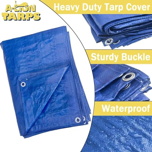 Heavy Duty Waterproof Tarp, 40x60 Feet, Blue Multipurpose Cover with Eyelets, 7 Mil Thickness