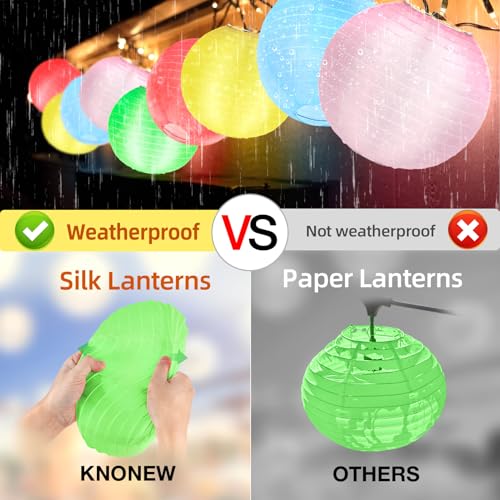 KNONEW 10 Pack 10" Multicolor Outdoor Silk Lanterns Decorative Party Wedding Hanging Chinese Japanese Waterprooof Round Lantern for Birthdays, Parties Decoration (No Light Bulbs Included) - color: Mixed colors, size: 10Pcs