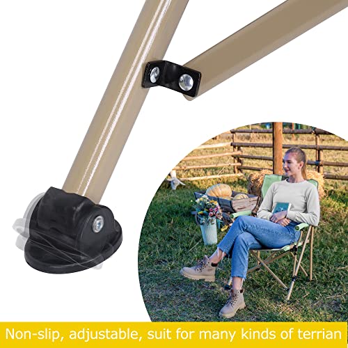 XGEAR Camping Chair with Padded Hard Armrest, Sturdy Folding Camp Chair with Cup Holder, Storage Pockets Carry Bag Included, Support to 400 lbs - color: Green With Khaki