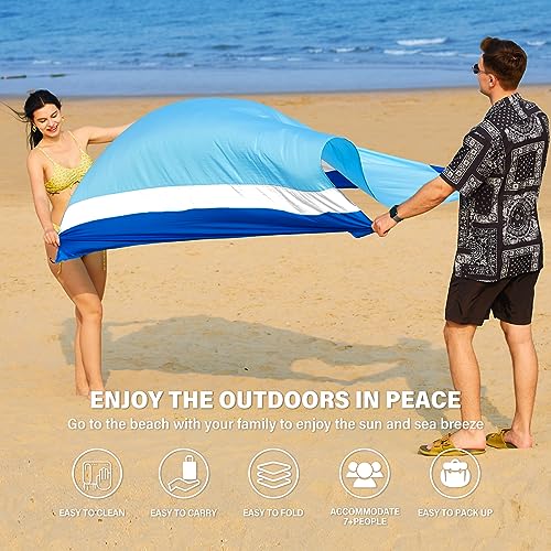 Famstar Beach Blanket Oversized Extra Large 78" X 81",Waterproof Sandproof Beach Blanket 1-7 Adults Lightweight Durable for Travel Camping Hiking Picnic - color: Blue White, size: 78" X 81"