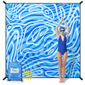 Diveblues Beach Blanket Oversized Extra Large 110" * 118"/ 9 * 10 Ft,Beach Mat Waterproof Sandproof,Soft and Durable, Picnic Mat for Travel Camping, Beach Vacation,4 Stakes & 1 Travel Bag - color: Cerulean Tides