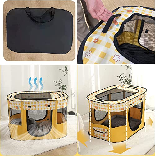 Foldable Pet Playpen, cat playpen, Puppy Play Pen for Indoors (Medium, Blue)