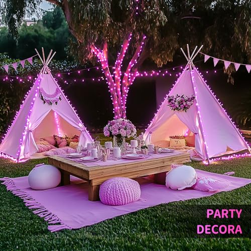 JMEXSUSS Pink Christmas String Lights 600 LED 168ft Remote Timer Clear Wire Pink Fairy Lights for Romantic Dinner Bedroom Tree Outdoor Patio Wedding Party Christmas Room Decor - color: Pink, size: 600 LED
