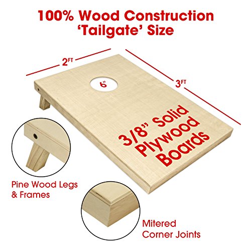 GoSports Solid Wood Premium Cornhole Sets - Choose 4 x 2 ft or 3 x 2 ft - Game Boards Include Set of 8 Cornhole Toss Bags - style: Classic