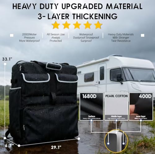 Dog Playpen Storage Bag, Fits 32" H 8 Panels and 9 Stakes, Heavy Duty Waterproof 1680D Oxford + Shockproof Pearl Cotton, Portable Dog Fence Bag for RV Trips and Camping, Only Bag