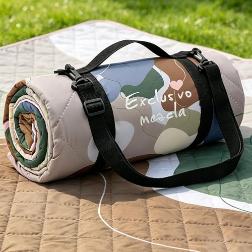 Exclusivo Mezcla Extra Large Waterproof Picnic Blankets 3 Layer, Sandproof and Foldable Outdoor Blanket for Beach Camping, Park and Travel - color: Abstract Brown