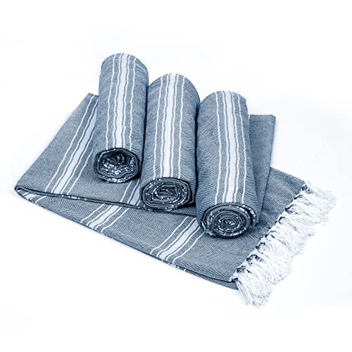 Belizzi Home Turkish Beach Towel -Large Beach Towels Oversized 4 Pack - Soft Durable Compact Lightweight Quick Dry Sand Free Bath Pool Towel Set for Beach Gifts Clearance Vacation Travel - Navy Blue - color: Navy, size: 4 Pack