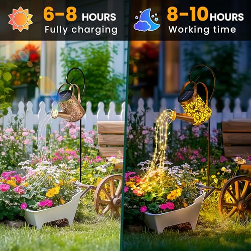 Solar Lights Outdoor Decor, Perfect Gardening Gift for Mom Women Grandma, Thoughtful Birthday Present, Hanging Lanterns Watering Can Lights for Garden, Yard, Porch, Patio Backyard Decoration - size: Flower-standard - 1 Pack