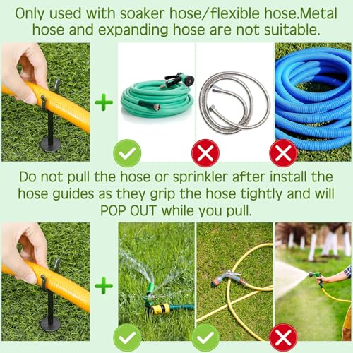 Taiyin 20 Pcs 3/4'' Garden Hose Holder Brackets Garden Guide Holder Decorative Outdoor Guide Stakes Support Spike Plant Tool to Keep Off Lawn for Yard (Black) - color: Black